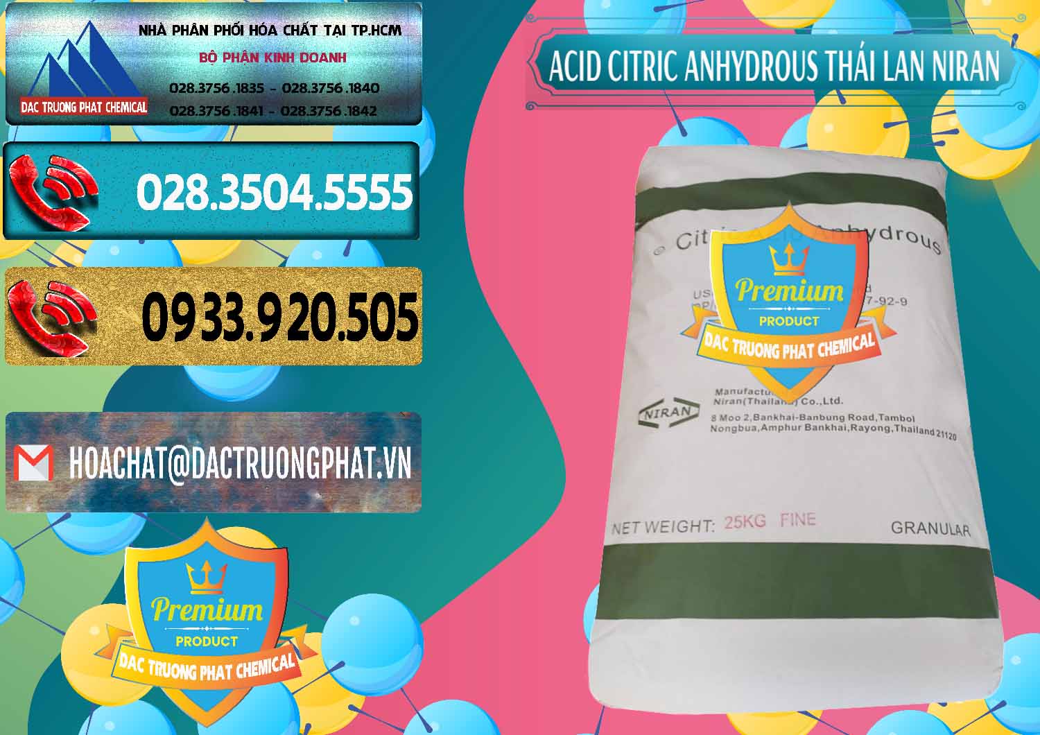 Công ty chuyên bán ( cung ứng ) Acid Citric - Axit Citric Anhydrous - Thái Lan Niran - 0231 - Cty nhập khẩu & cung cấp hóa chất tại TP.HCM - hoachatdetnhuom.com