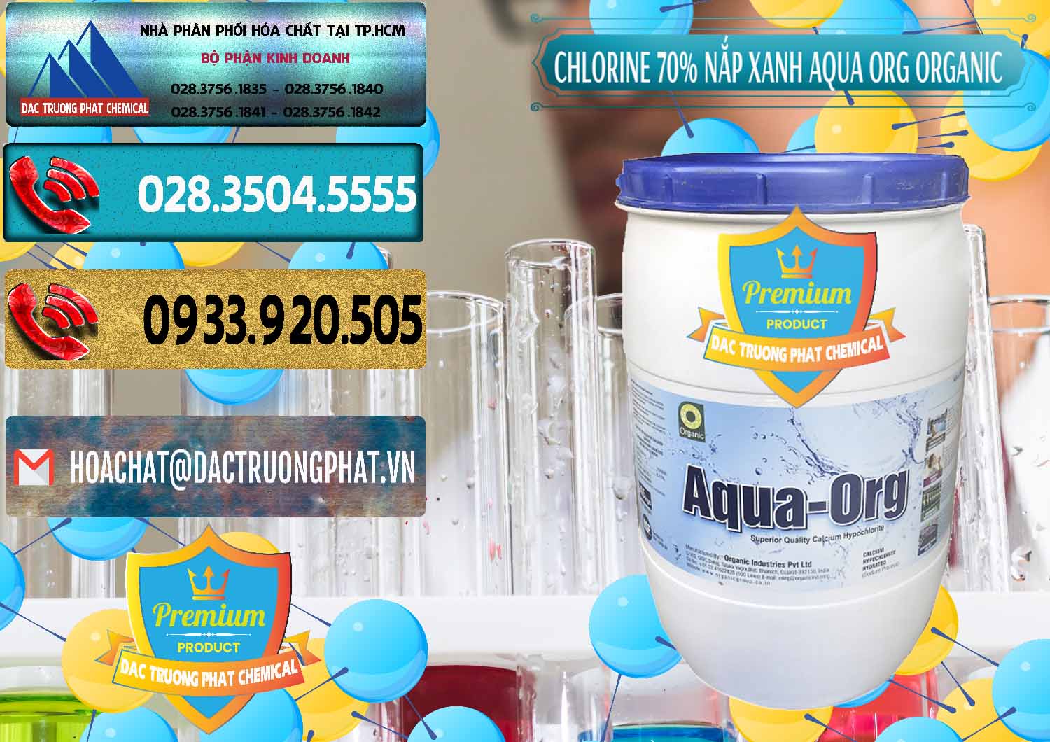 Cung ứng và bán Chlorine – Clorin 70% Thùng Tròn Nắp Xanh Aqua ORG Organic Ấn Độ India - 0247 - Chuyên nhập khẩu ( cung cấp ) hóa chất tại TP.HCM - hoachatdetnhuom.com