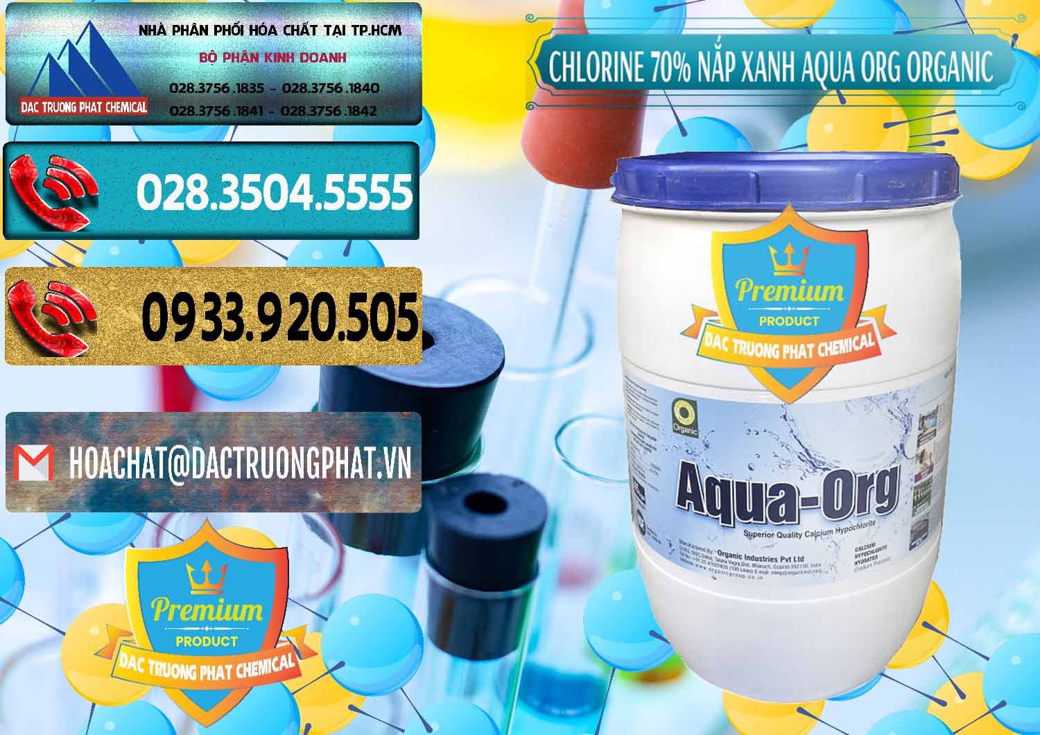 Công ty kinh doanh - bán Chlorine – Clorin 70% Thùng Tròn Nắp Xanh Aqua ORG Organic Ấn Độ India - 0247 - Nhập khẩu - cung cấp hóa chất tại TP.HCM - hoachatdetnhuom.com