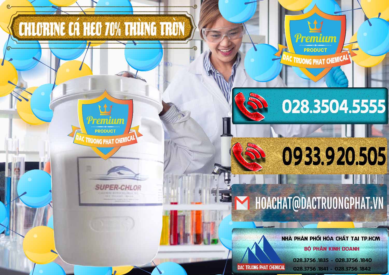 Kinh doanh và bán Clorin - Chlorine Cá Heo 70% Super Chlor Thùng Tròn Nắp Trắng Trung Quốc China - 0239 - Nơi phân phối ( cung cấp ) hóa chất tại TP.HCM - hoachatdetnhuom.com