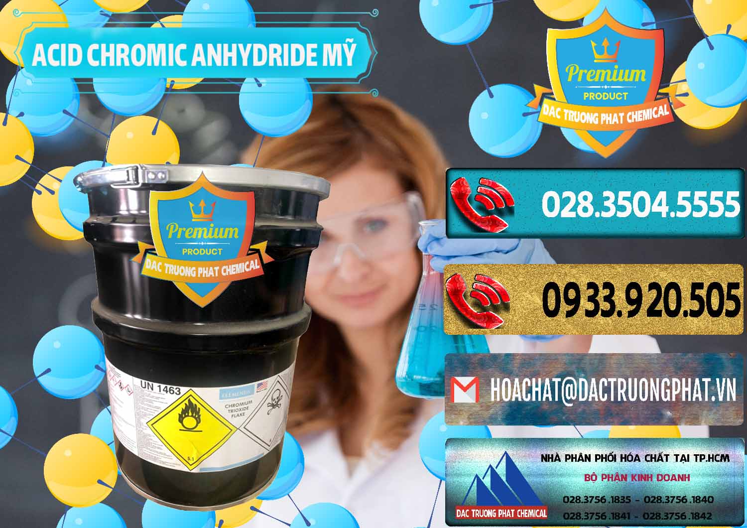 Cty chuyên nhập khẩu và bán Acid Chromic Anhydride - Cromic CRO3 USA Mỹ - 0364 - Nơi nhập khẩu _ phân phối hóa chất tại TP.HCM - hoachatdetnhuom.com