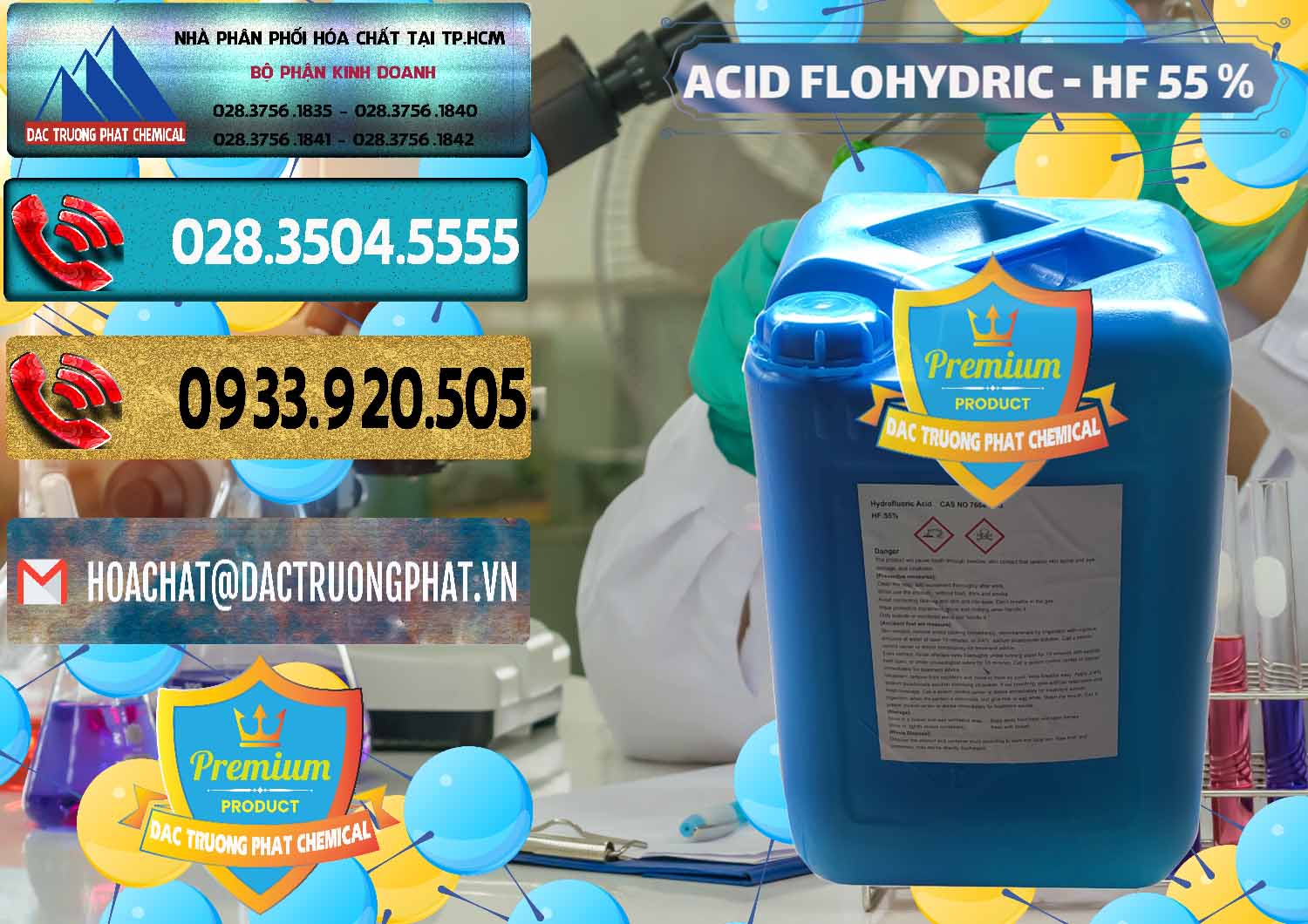 Chuyên nhập khẩu và bán Axit HF - Acid HF 55% Can Xanh Trung Quốc China - 0080 - Đơn vị cung cấp và bán hóa chất tại TP.HCM - hoachatdetnhuom.com