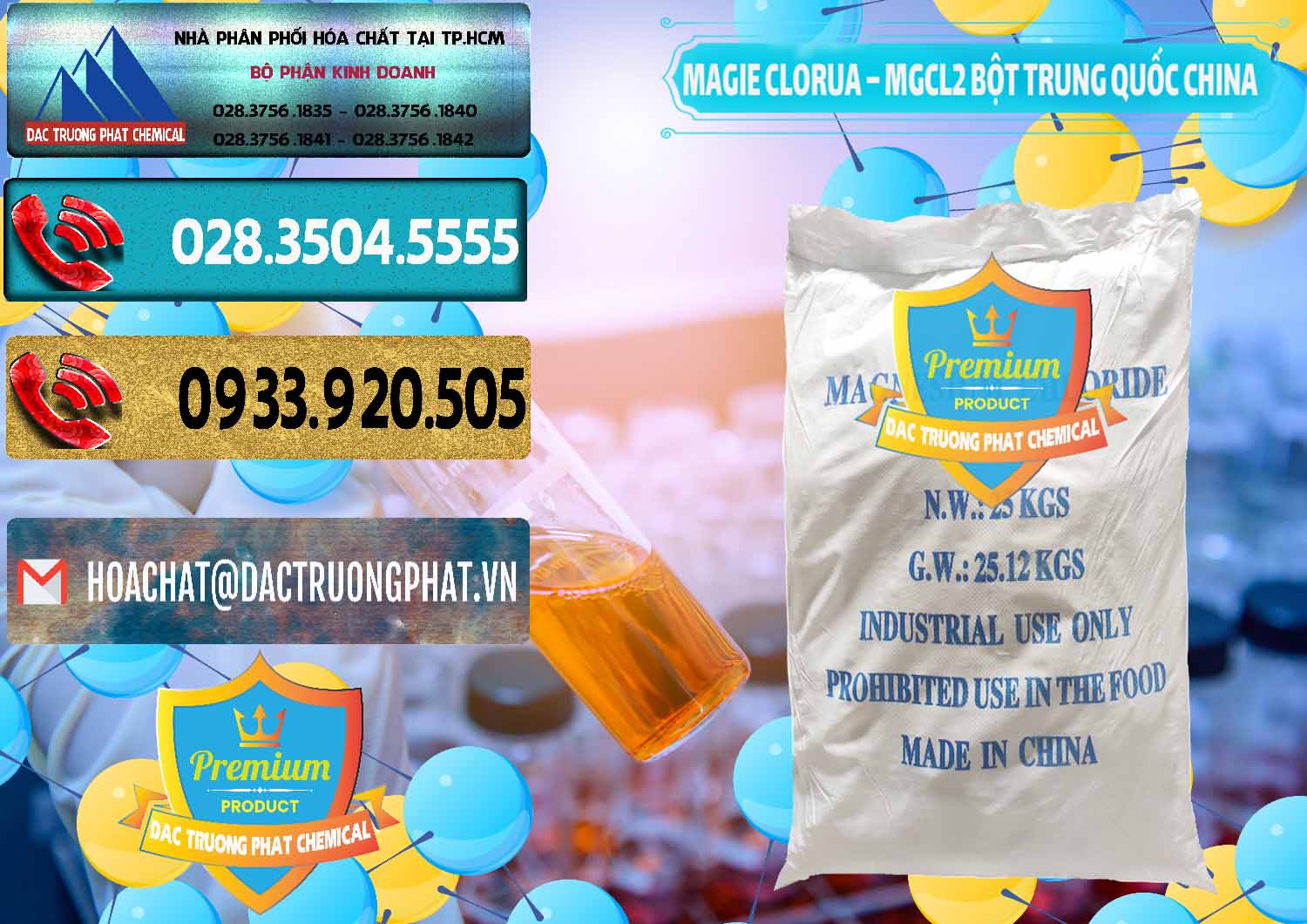 Đơn vị chuyên bán và phân phối Magie Clorua – MGCL2 96% Dạng Bột Bao Chữ Xanh Trung Quốc China - 0207 - Cty chuyên cung cấp - kinh doanh hóa chất tại TP.HCM - hoachatdetnhuom.com