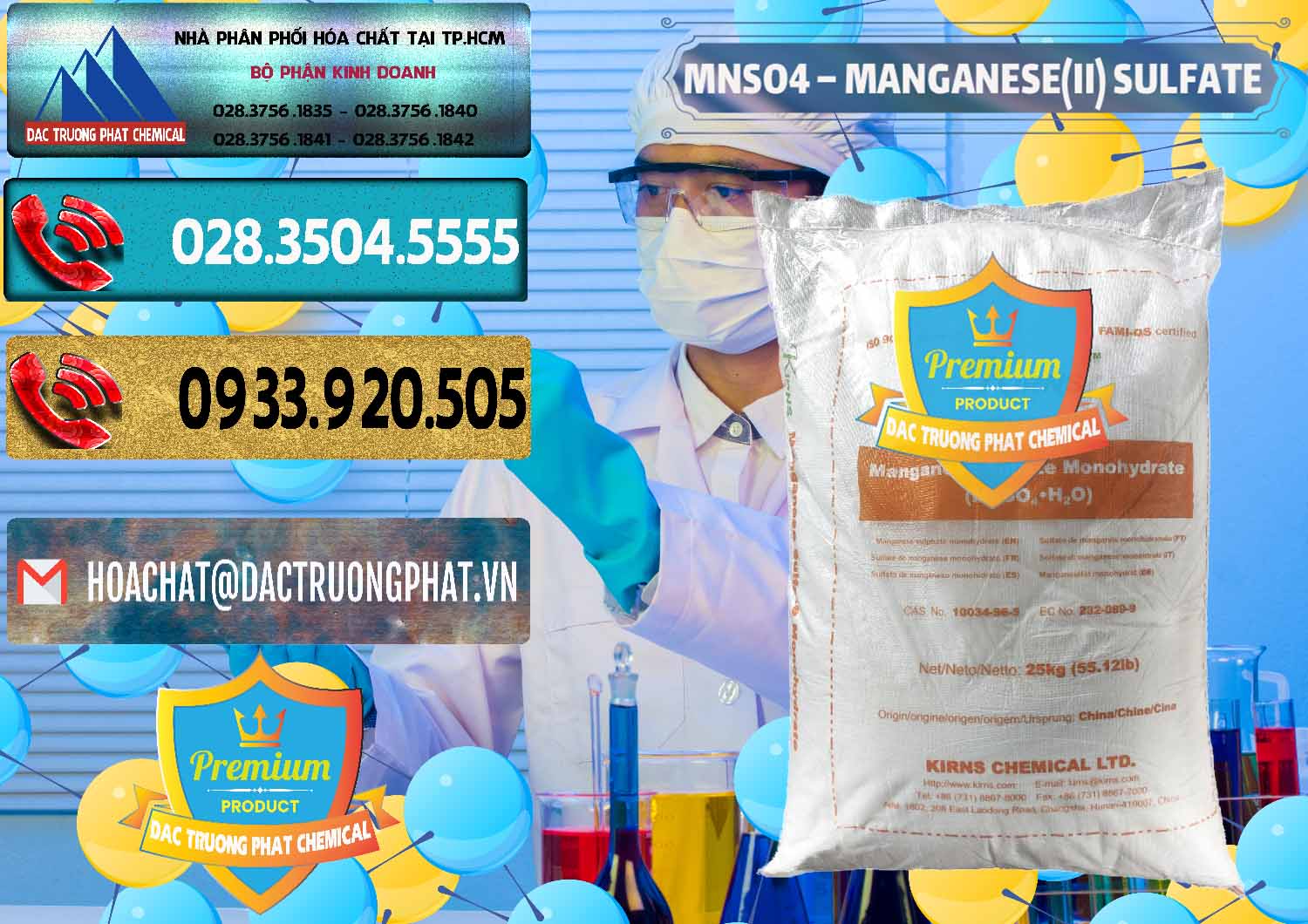 Chuyên nhập khẩu - bán MNSO4 – Manganese (II) Sulfate Kirns Trung Quốc China - 0095 - Đơn vị kinh doanh - phân phối hóa chất tại TP.HCM - hoachatdetnhuom.com