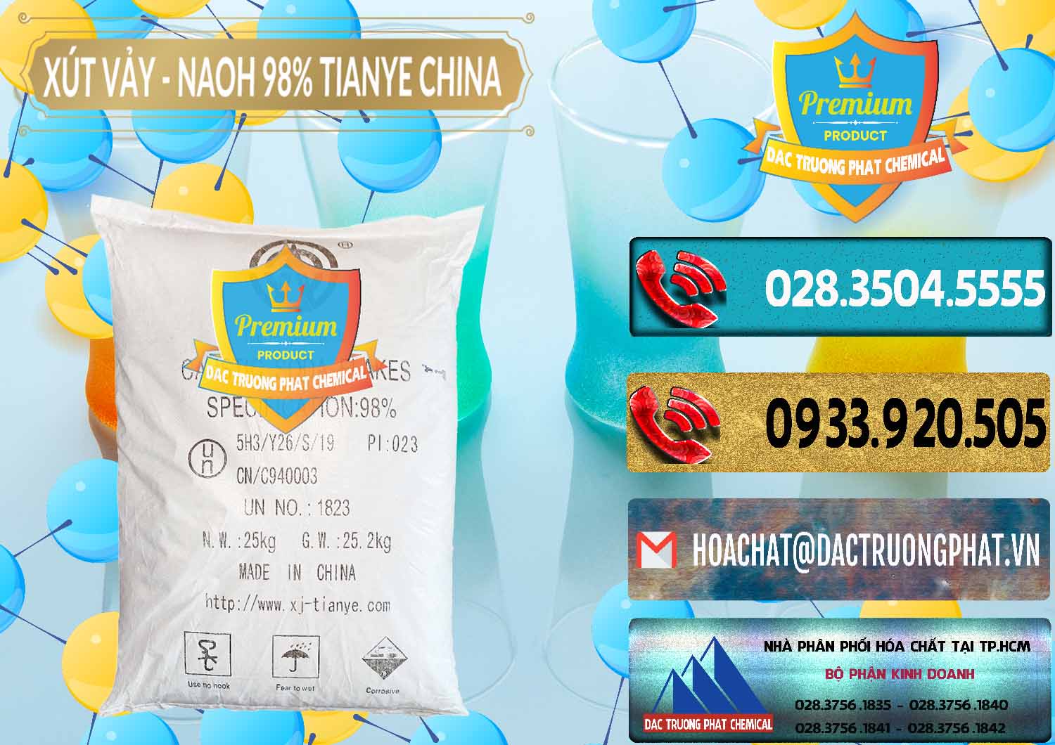 Nơi nhập khẩu - bán Xút Vảy - NaOH Vảy 98% Tianye Trung Quốc China - 0177 - Đơn vị cung ứng - phân phối hóa chất tại TP.HCM - hoachatdetnhuom.com