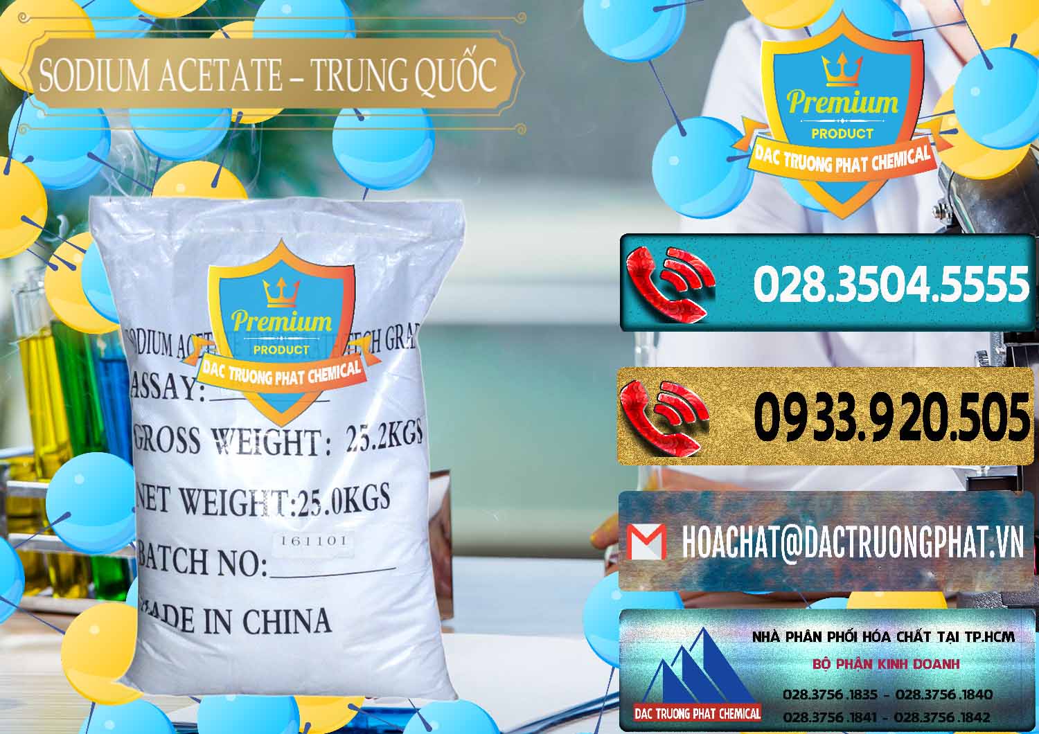 Đơn vị chuyên nhập khẩu và bán Sodium Acetate - Natri Acetate Trung Quốc China - 0134 - Nhập khẩu ( phân phối ) hóa chất tại TP.HCM - hoachatdetnhuom.com