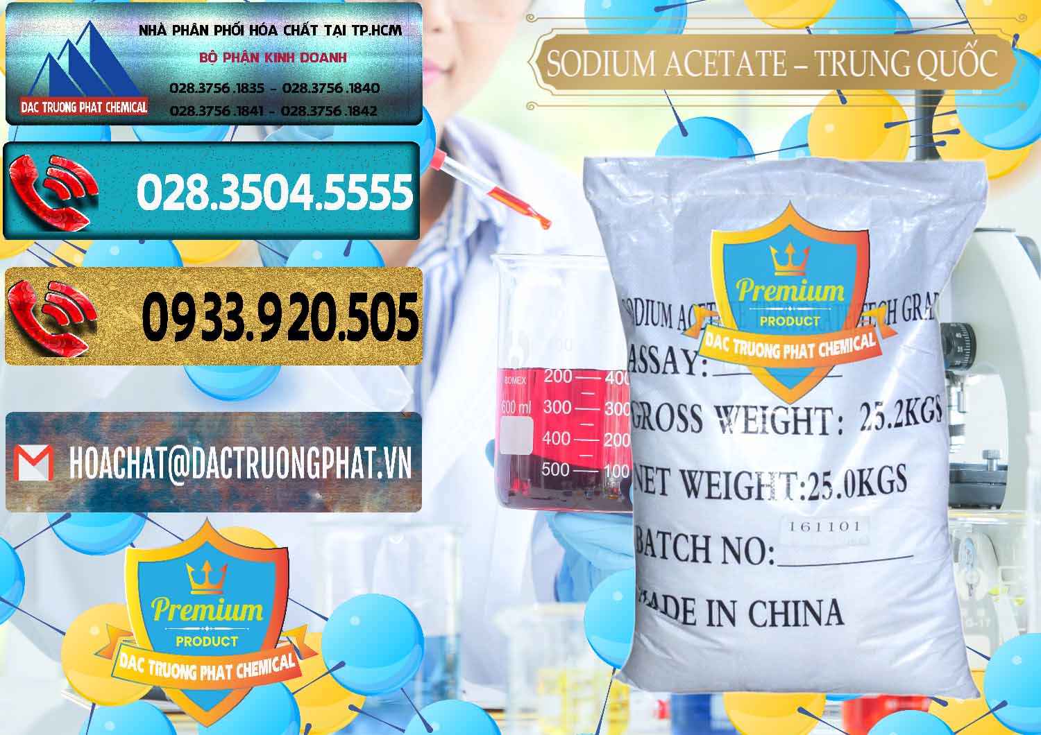 Nơi chuyên cung ứng & bán Sodium Acetate - Natri Acetate Trung Quốc China - 0134 - Đơn vị nhập khẩu và cung cấp hóa chất tại TP.HCM - hoachatdetnhuom.com