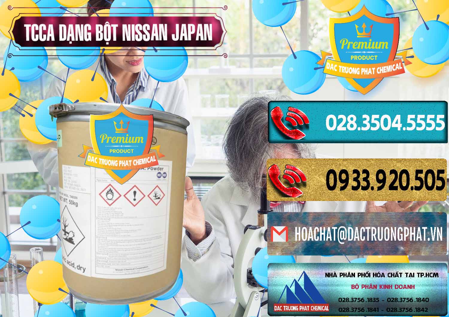 Bán TCCA - Acid Trichloroisocyanuric 90% Dạng Bột Nissan Nhật Bản Japan - 0375 - Cty chuyên phân phối _ kinh doanh hóa chất tại TP.HCM - hoachatdetnhuom.com