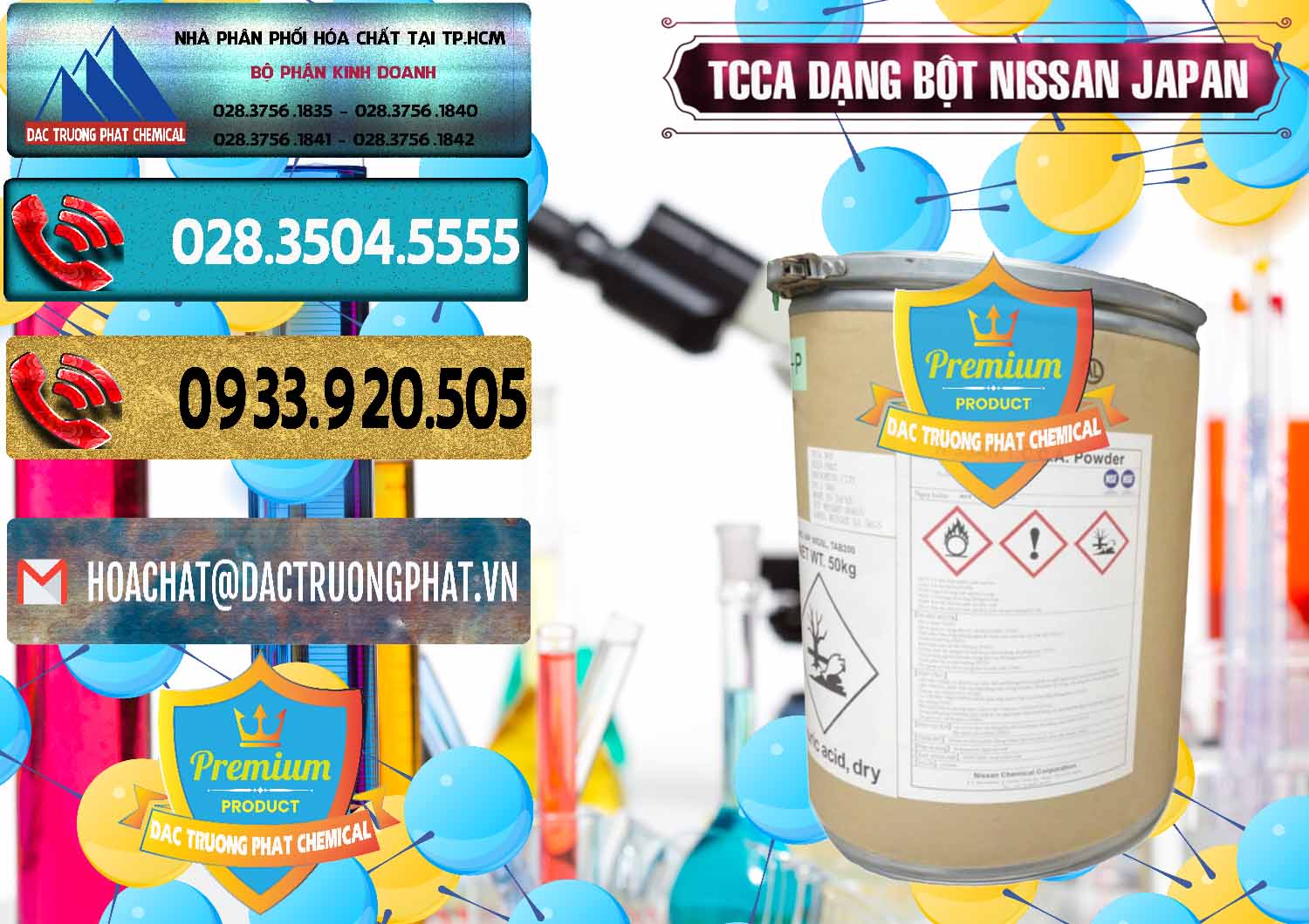 Đơn vị phân phối ( bán ) TCCA - Acid Trichloroisocyanuric 90% Dạng Bột Nissan Nhật Bản Japan - 0375 - Nơi phân phối - nhập khẩu hóa chất tại TP.HCM - hoachatdetnhuom.com