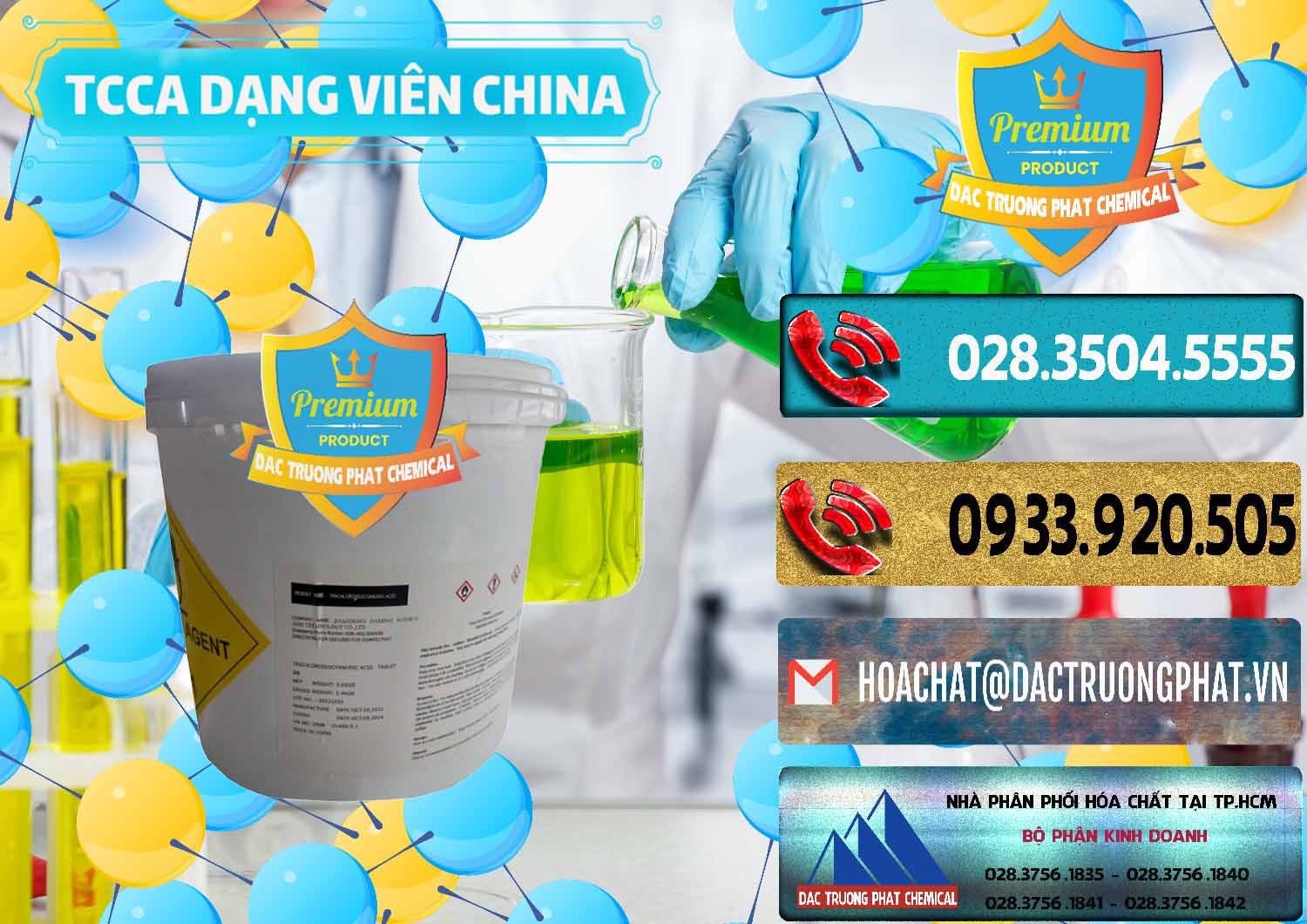 Bán ( cung ứng ) TCCA - Acid Trichloroisocyanuric Dạng Viên Thùng 5kg Trung Quốc China - 0379 - Cung cấp & bán hóa chất tại TP.HCM - hoachatdetnhuom.com