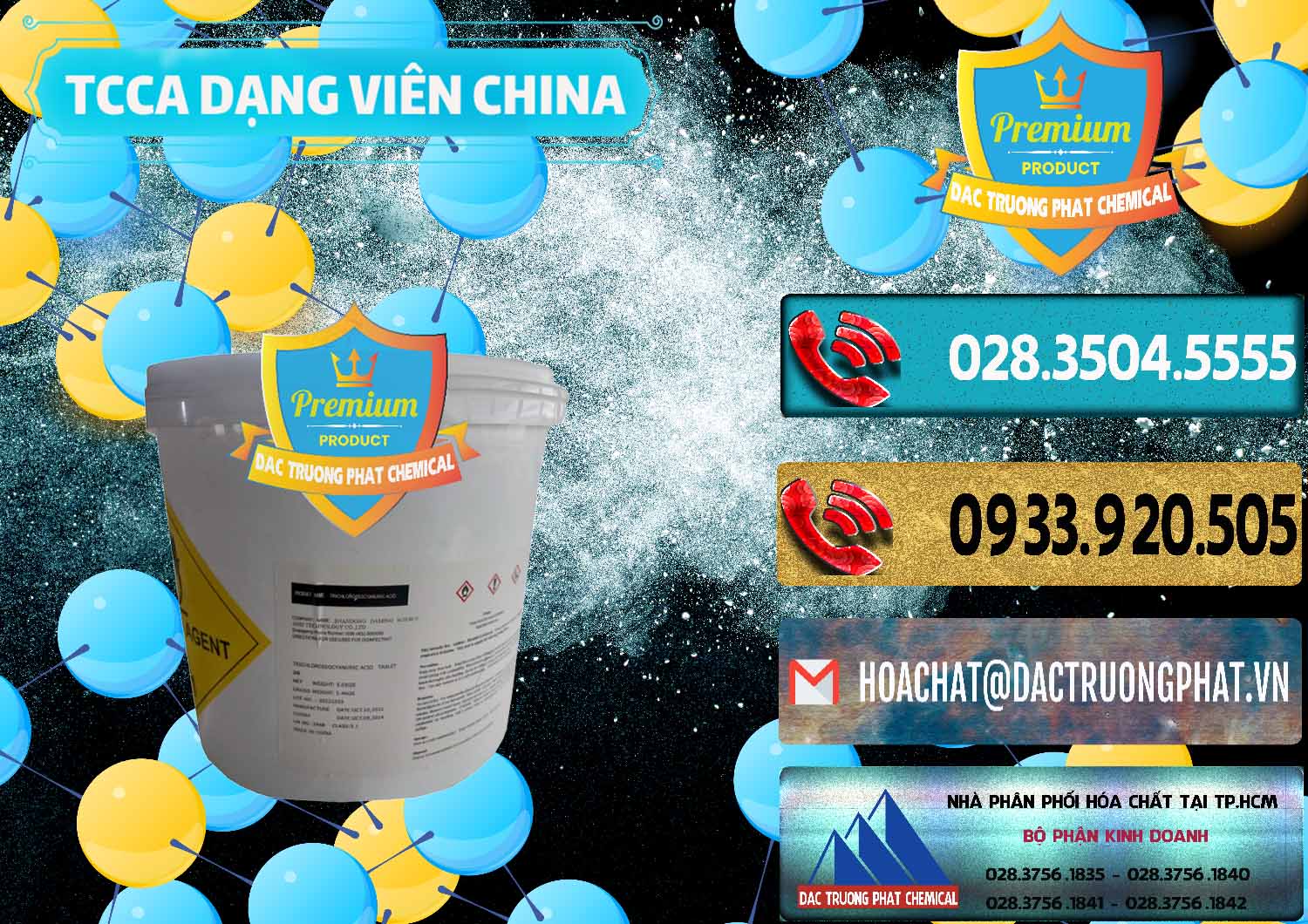 Nơi nhập khẩu _ bán TCCA - Acid Trichloroisocyanuric Dạng Viên Thùng 5kg Trung Quốc China - 0379 - Phân phối ( cung cấp ) hóa chất tại TP.HCM - hoachatdetnhuom.com