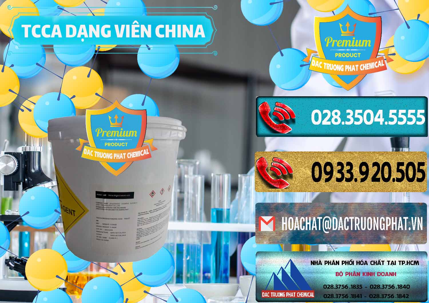 Chuyên bán - cung ứng TCCA - Acid Trichloroisocyanuric Dạng Viên Thùng 5kg Trung Quốc China - 0379 - Cty phân phối & cung cấp hóa chất tại TP.HCM - hoachatdetnhuom.com