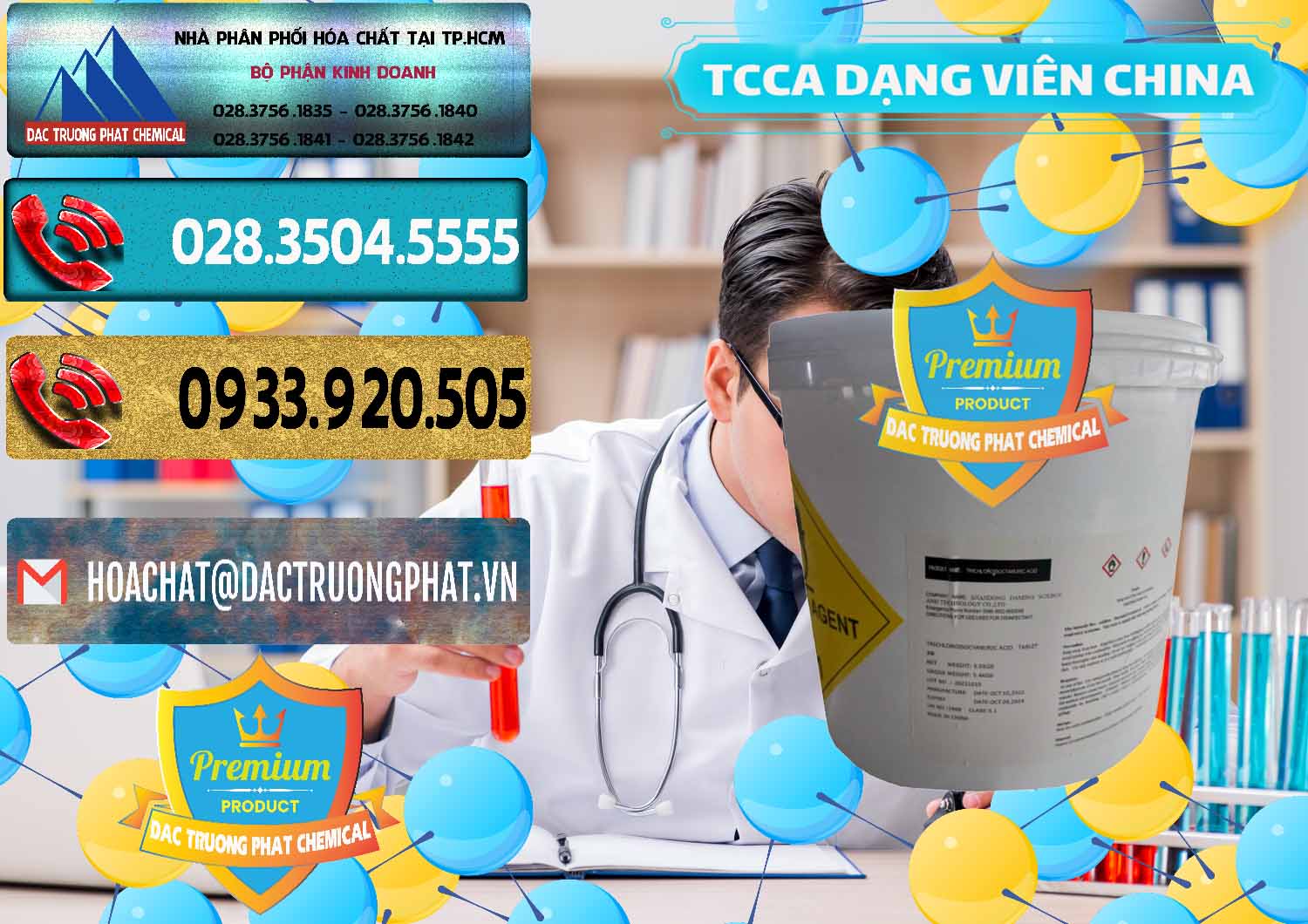 Nơi chuyên bán & cung cấp TCCA - Acid Trichloroisocyanuric Dạng Viên Thùng 5kg Trung Quốc China - 0379 - Công ty cung cấp và nhập khẩu hóa chất tại TP.HCM - hoachatdetnhuom.com