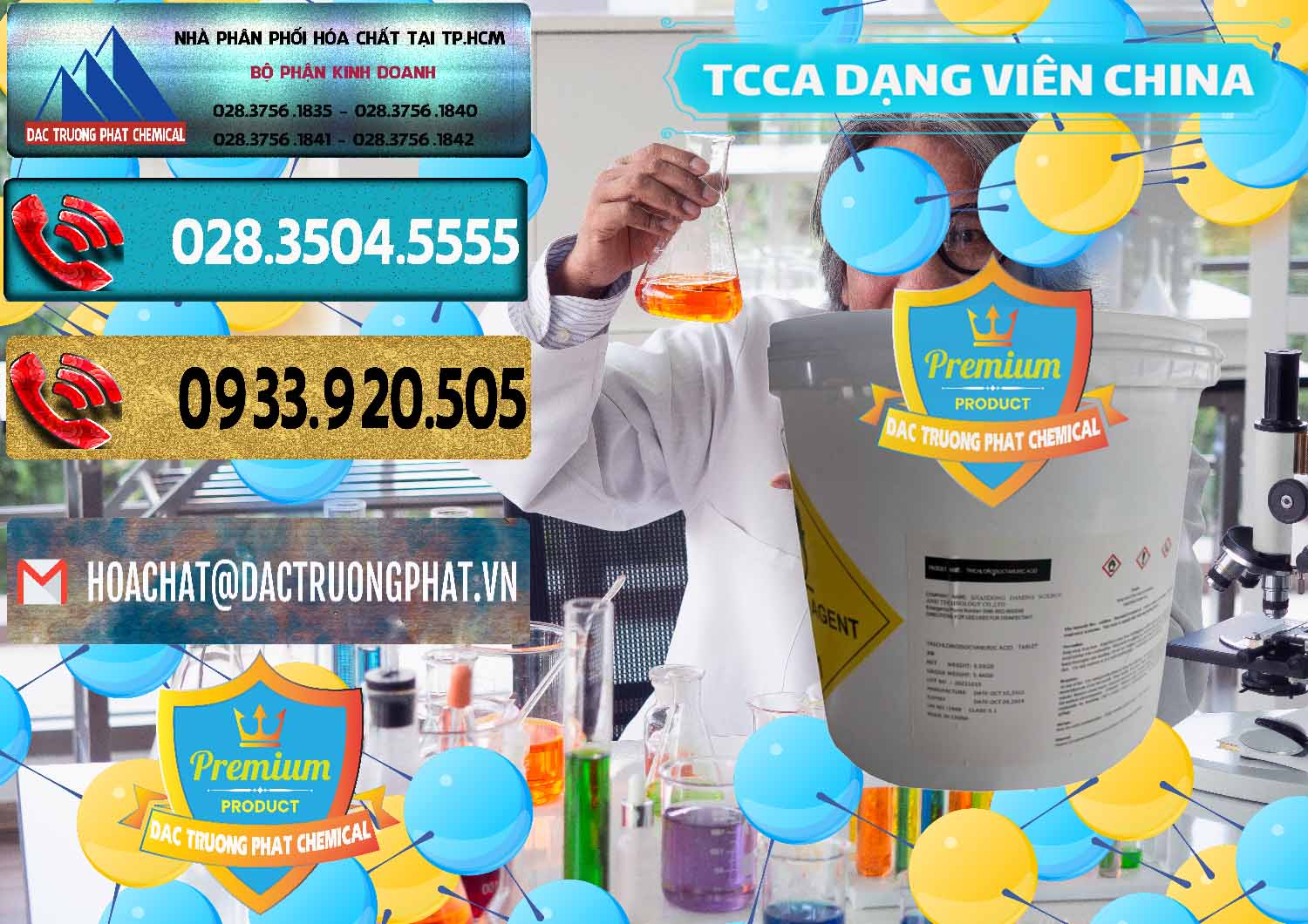 Nơi bán - cung ứng TCCA - Acid Trichloroisocyanuric Dạng Viên Thùng 5kg Trung Quốc China - 0379 - Nơi chuyên cung ứng _ phân phối hóa chất tại TP.HCM - hoachatdetnhuom.com
