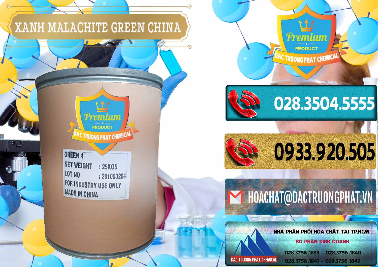 Cty chuyên phân phối _ bán Xanh Malachite Green Trung Quốc China - 0325 - Nơi cung cấp _ phân phối hóa chất tại TP.HCM - hoachatdetnhuom.com