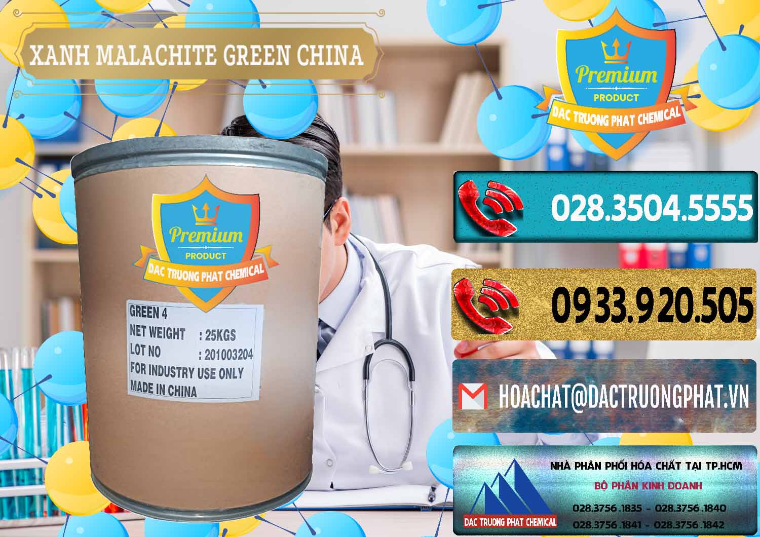 Nhà cung ứng ( bán ) Xanh Malachite Green Trung Quốc China - 0325 - Cty chuyên nhập khẩu - cung cấp hóa chất tại TP.HCM - hoachatdetnhuom.com