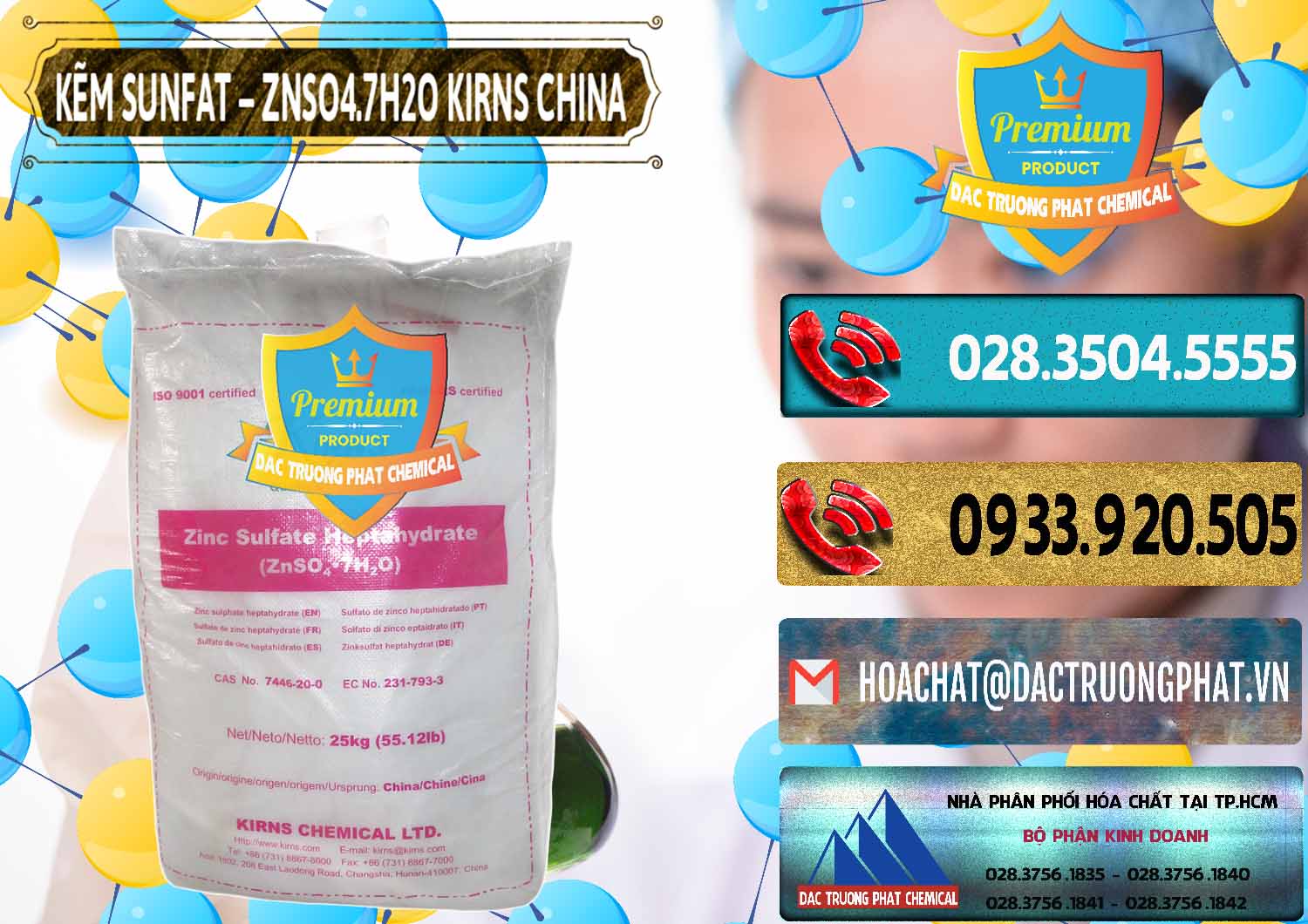 Đơn vị phân phối ( bán ) Kẽm Sunfat – ZNSO4.7H2O Kirns Trung Quốc China - 0089 - Nhà cung cấp - nhập khẩu hóa chất tại TP.HCM - hoachatdetnhuom.com